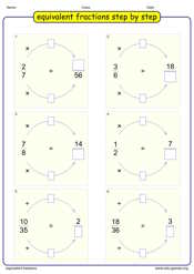 Logo for finding equivalent fractions step by step.